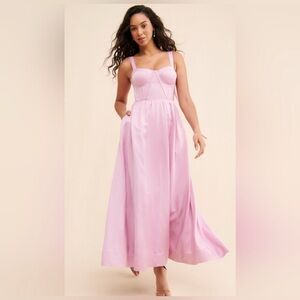 Aureta Anthropologie Showstopper Midi Dress Gown Corset Top Lilac - Large